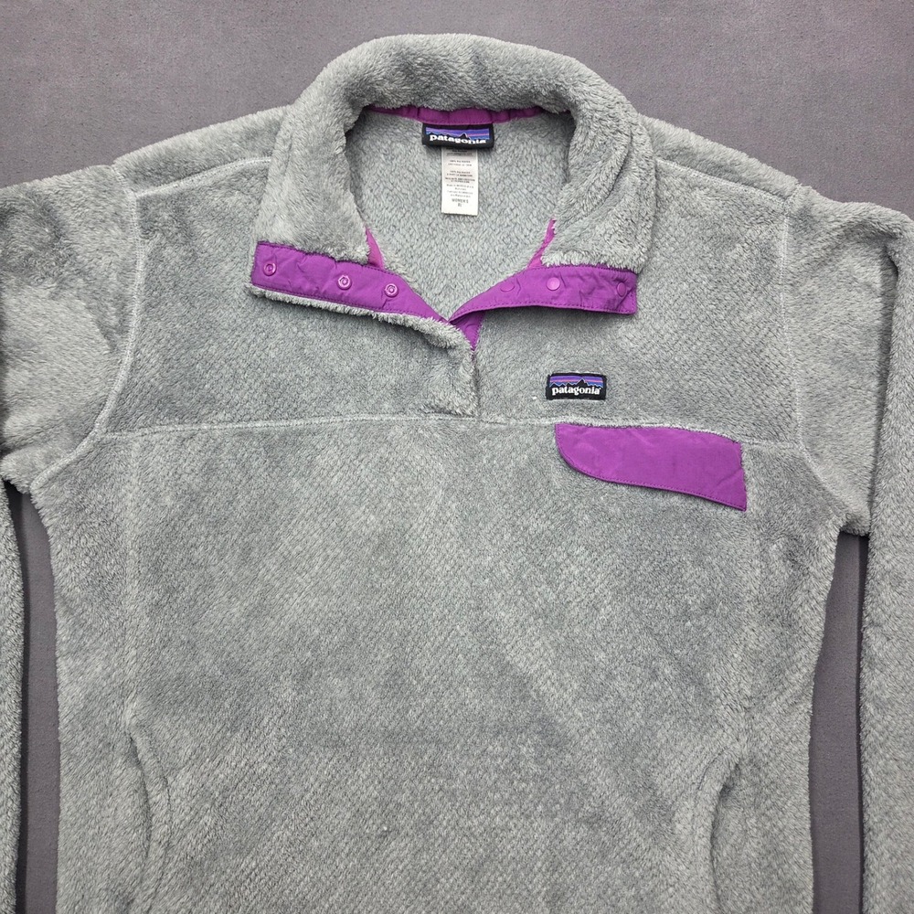 Patagonia Re-Tool Snap-T Fleece Pullover Gray Purple XL 25442 FA13 Women